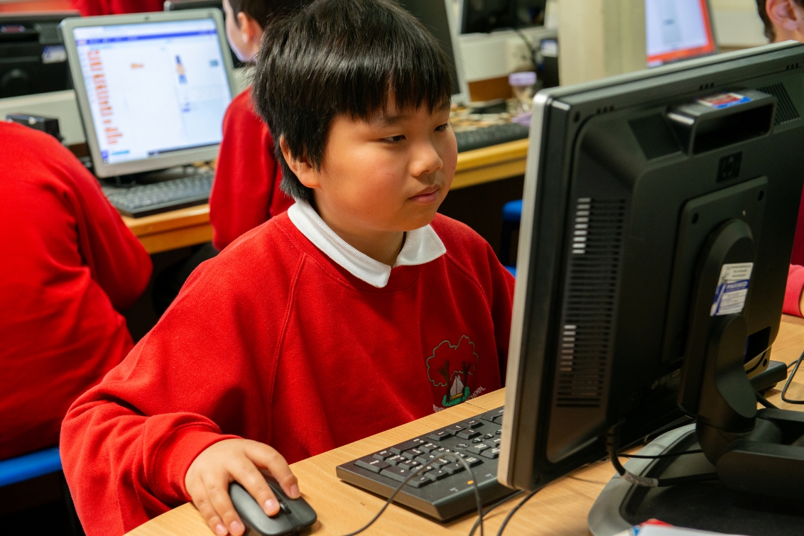 Student on a computer